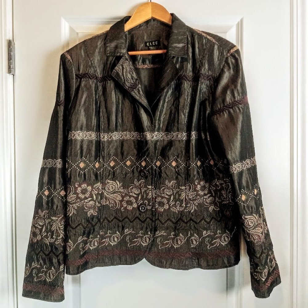 Vintage ELCC Brown Embroidered Brocade Jacket